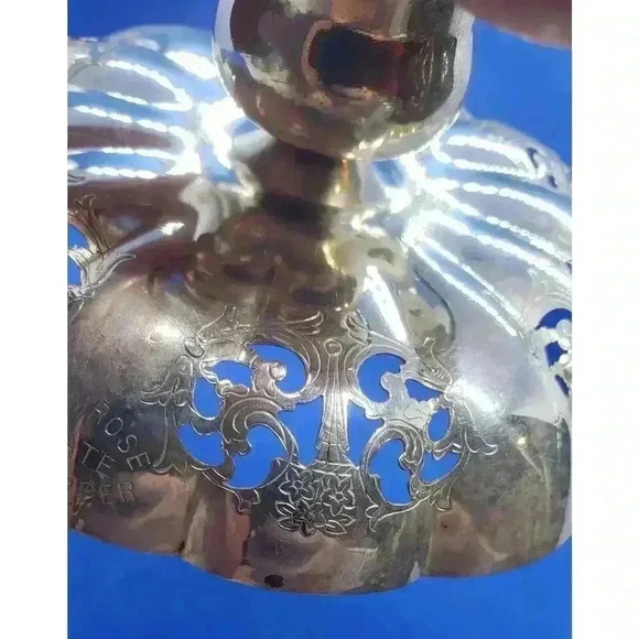 Vintage Silver Plate Candle Holder Trinket Candy Vanity Dish Ornate Petite - Picture 5 of 13